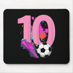 10th Birthday Girl Soccer Player Footll 10 Years O Mouse Mat