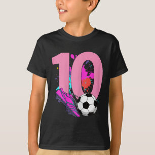 10th Birthday Girl Soccer Player Footll 10 Years O T-Shirt