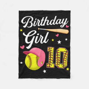 10th Birthday Girl Softll Tenth Bday 10 Yrs Ten Ye Fleece Blanket