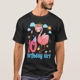 10th Birthday Girls Flamingo 10 Years Old Tropical T-Shirt