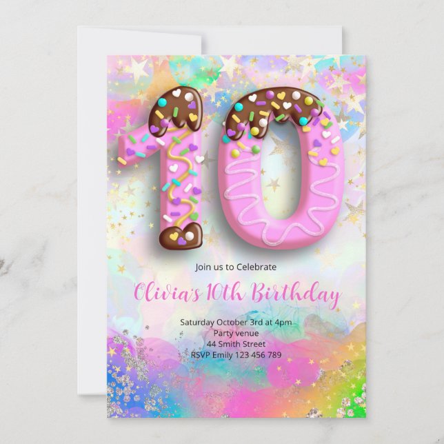 10th Birthday Girls Invitation (Front)