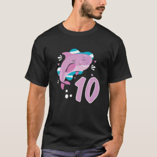 10th Birthday Girls Shark 10 years Old Ocean Shark T-Shirt