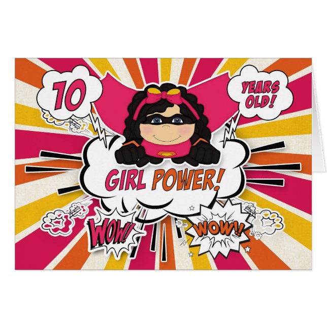 10th Birthday Girls Super Kids Pink Comic Book (Front Horizontal)