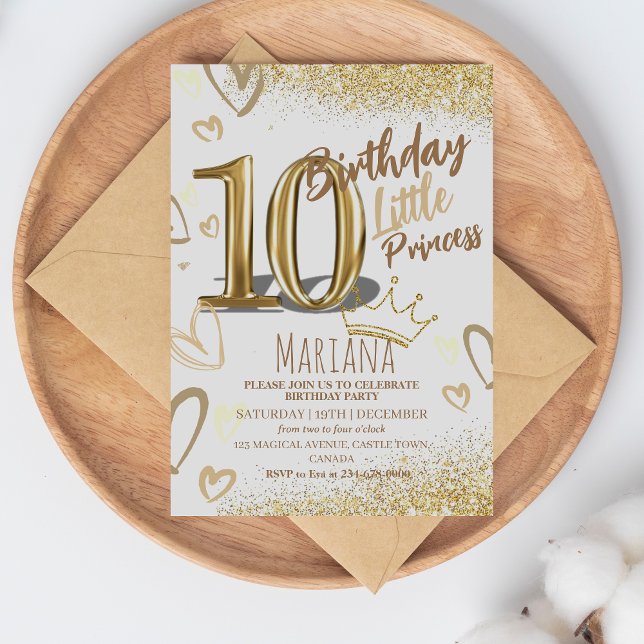 10th Birthday gold glitter Glamourous Party Invitation (Creator Uploaded)