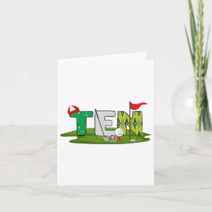 10th Birthday Golf Theme 10 Year Old Kids Sport Pa Card
