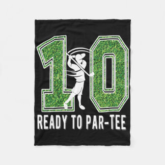 10th Birthday Golfer Boy Ten Year Old Golf Player  Fleece Blanket
