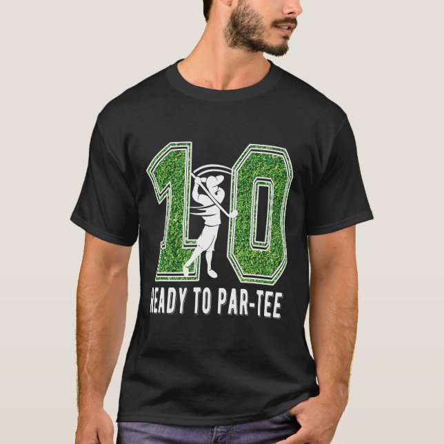 10th Birthday Golfer Boy Ten Year Old Golf Player  T-Shirt (Front)