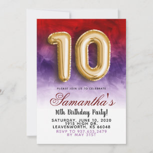 10th Birthday Gradient Invitation