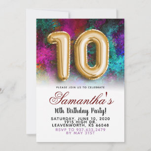 10th Birthday Gradient Invitation