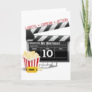 10th Birthday Hollywood Movie Party Card