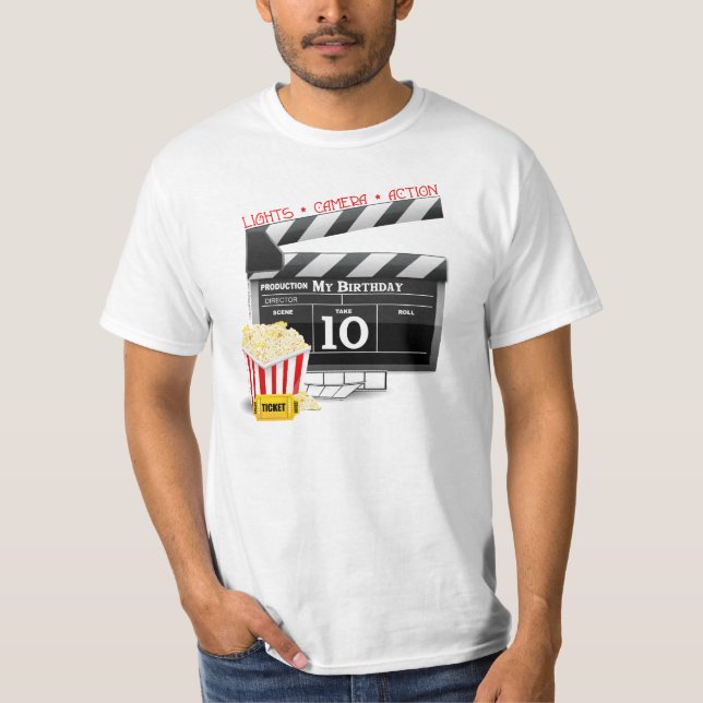 10th Birthday Hollywood Movie Party T-Shirt (Front)