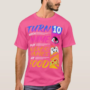10Th Birthday I Manga I Gamer I 90S Kawaii Pizza A T-Shirt