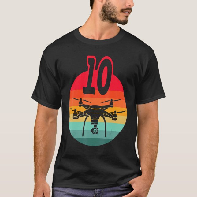 10th Birthday I Retro Remote Control Drones With C T-Shirt (Front)