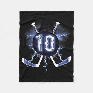 10th Birthday - Ice Hockey 10 Years Old Fleece Blanket