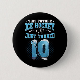 10th Birthday Ice Hockey  6 Cm Round Badge