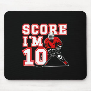 10th Birthday Ice Hockey Boy Ten Year Old Ice Hock Mouse Mat