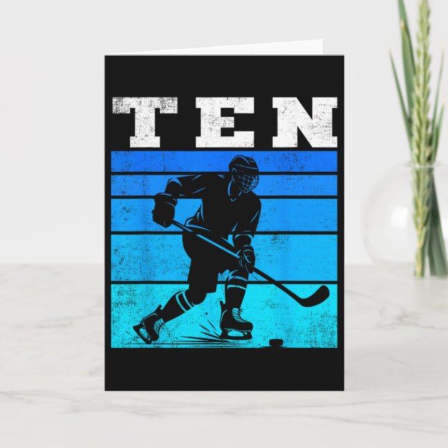 10th Birthday Ice Hockey Boys Ten Hockey Birthday  Card (Front)