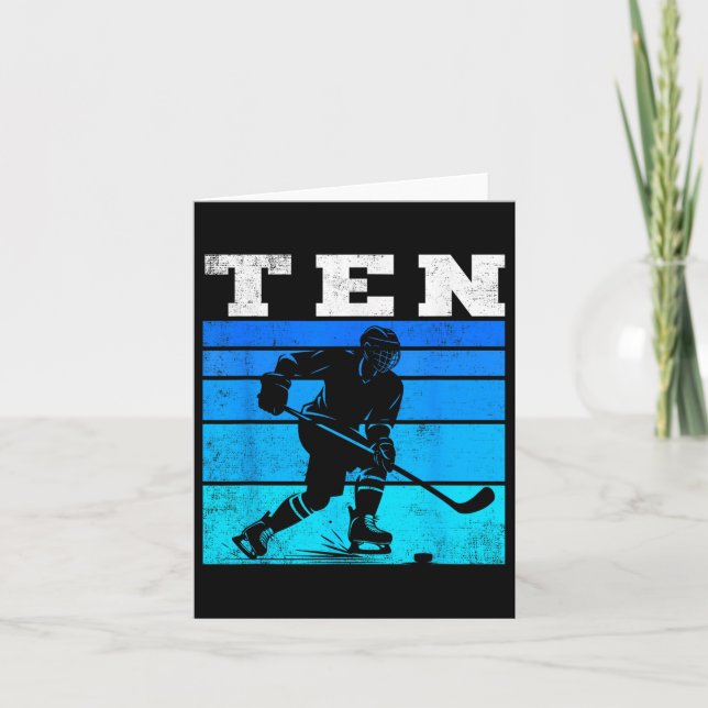10th Birthday Ice Hockey Boys Ten Hockey Birthday  Card (Front)