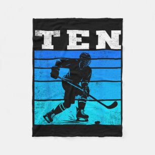 10th Birthday Ice Hockey Boys Ten Hockey Birthday  Fleece Blanket
