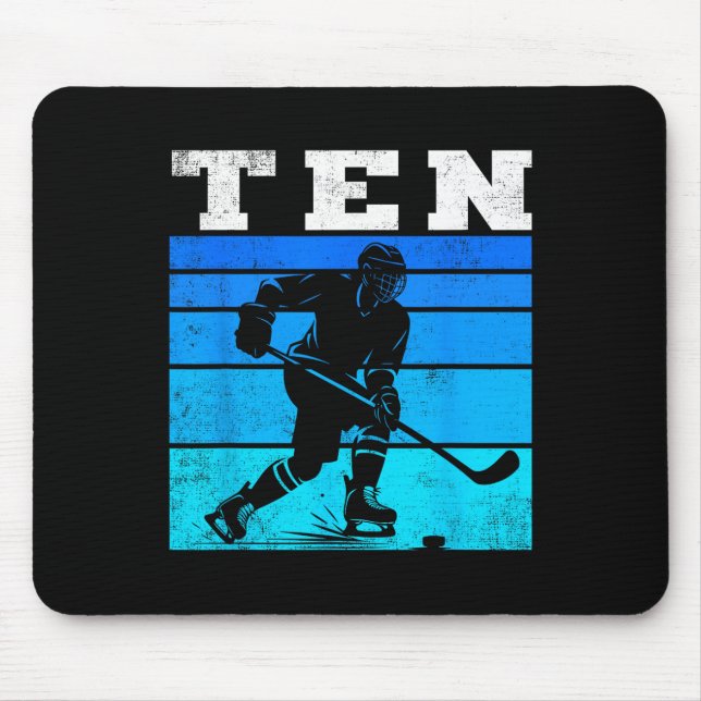 10th Birthday Ice Hockey Boys Ten Hockey Birthday  Mouse Mat (Front)