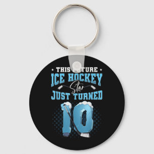 10th Birthday Ice Hockey  Key Ring