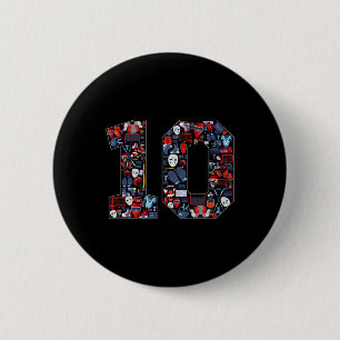 10th Birthday Ice Hockey Themed 10 Year Old Party  6 Cm Round Badge