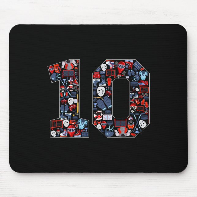 10th Birthday Ice Hockey Themed 10 Year Old Party  Mouse Mat (Front)
