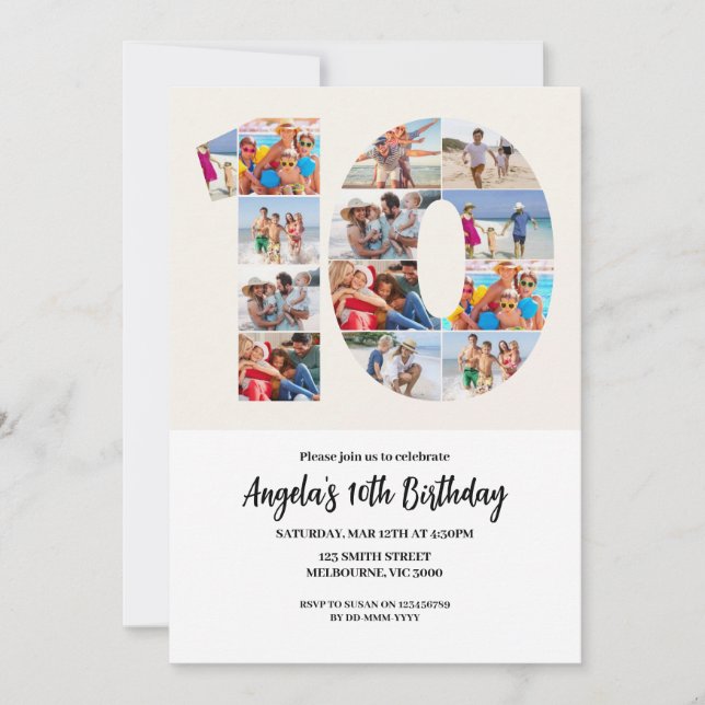 10th Birthday Invitation - Number 10 (Front)