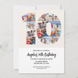 10th Birthday Invitation - Number 10