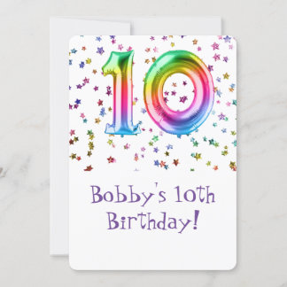 10th Birthday Invitation, Size: 5" x 7", Matte Invitation