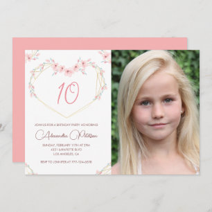 10th birthday invitations Boho Floral Photo
