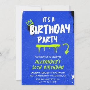 10th birthday invitations Boy Graffiti Spray paint
