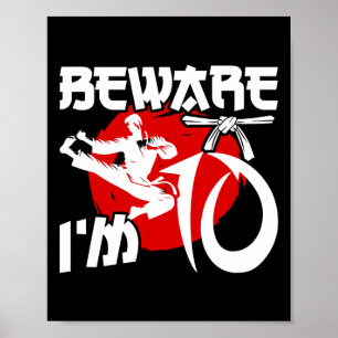 10th Birthday Karate 10 Year Old Karate Birthday  Poster