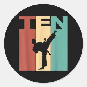 10th Birthday Karate Taekwondo Theme 10 Year Old Classic Round Sticker