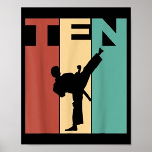 10th Birthday Karate Taekwondo Theme 10 Year Old Poster