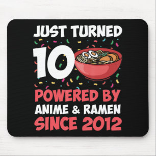 10th Birthday Kawaii Anime Ramen 10 Years Old Girl Mouse Mat