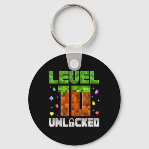 10th Birthday Level 10 Unlocked Kids 10 Year Old G Key Ring