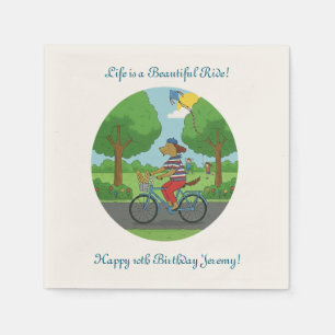 10th Birthday   Life is a Beautiful Ride on a Bike Napkin