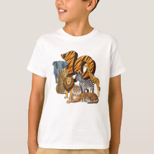 10th Birthday Lion, Tiger, Elephant, Zebra T-Shirt