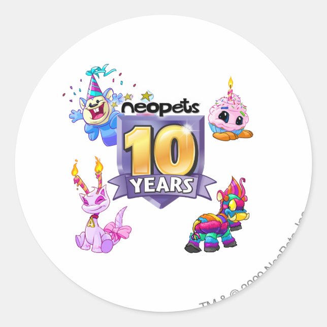 10th Birthday Logo Classic Round Sticker (Front)