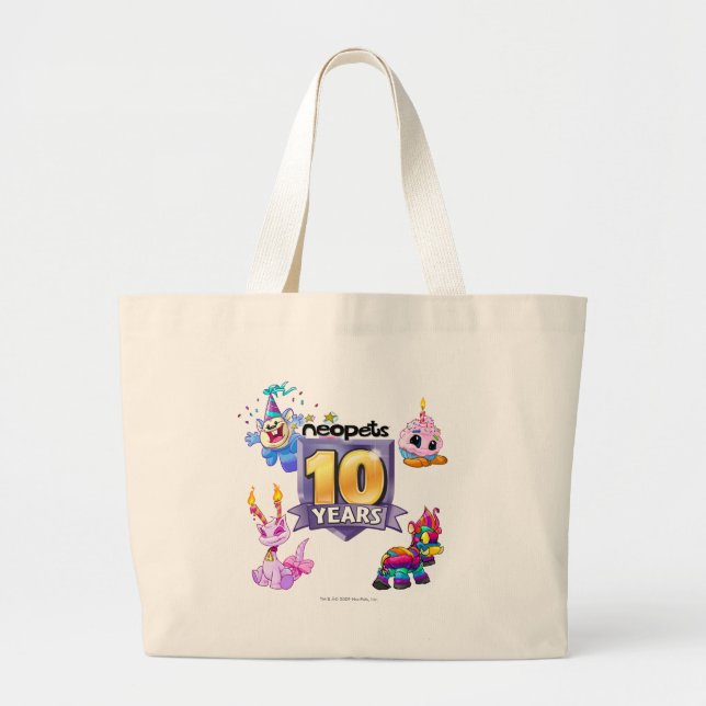 10th Birthday Logo Large Tote Bag (Front)