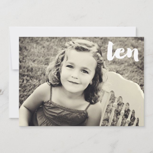 10th Birthday Number Ten Photo Overlay Invitation (Front)