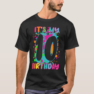 10th Birthday paint splashes  kids girls boys 10 y T-Shirt