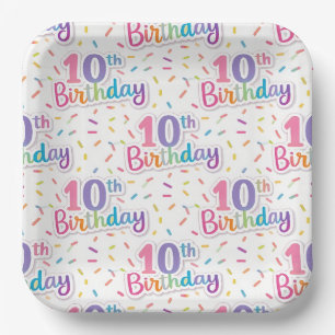 10th Birthday Paper Plates, Tenth Birthday Party Plate