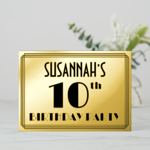 10th Birthday Party — Art Deco Look “10” + Name