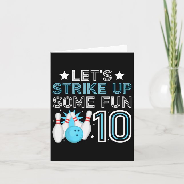 10th Birthday Party Bowling Boy 10 Year Old Bowlin Card (Front)