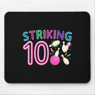 10th Birthday Party Bowling Girl 10 Year Old Bowli Mouse Mat