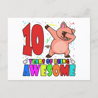 10th Birthday Party Dabbing Pig - 10 Years Old Gir Postcard
