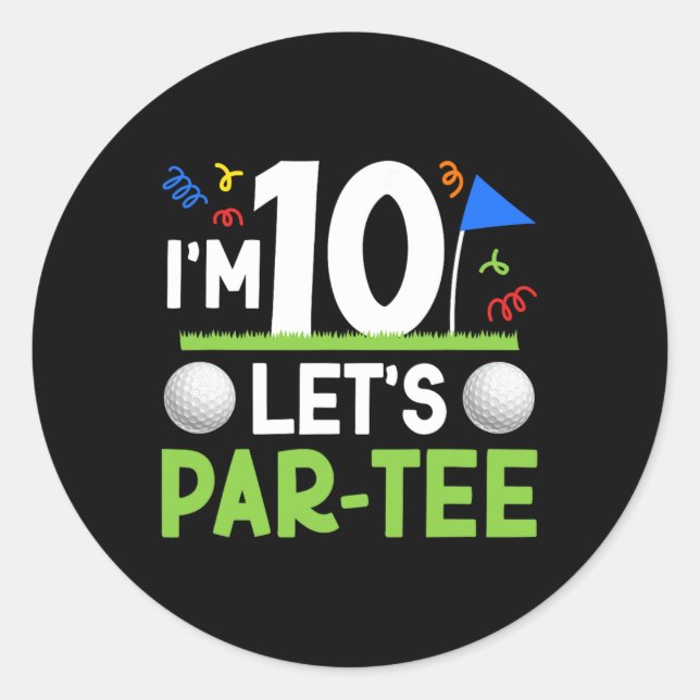 10th Birthday Party Golf Boy Ten Year Old Golfer  Classic Round Sticker (Front)