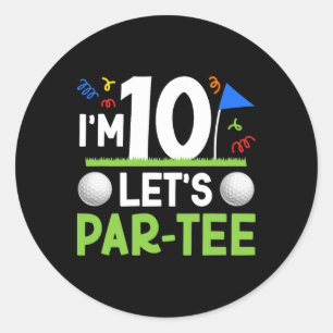 10th Birthday Party Golf Boy Ten Year Old Golfer Classic Round Sticker